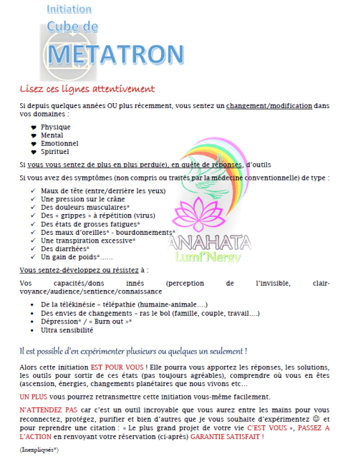 INITIATION ENERGIE-Cube METATRON