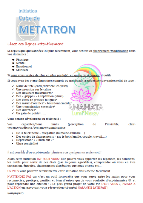 Initiation CUBE DE METATRON